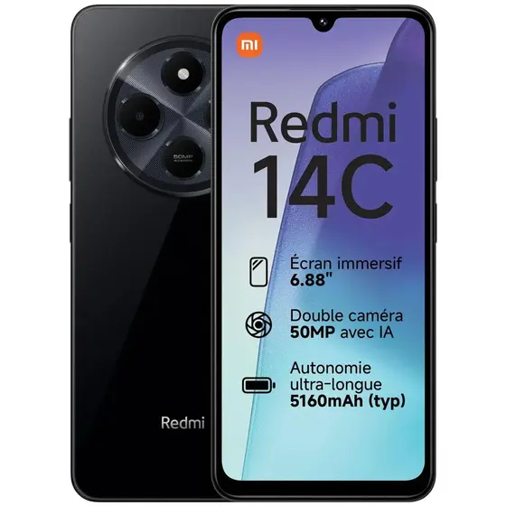 Smartphone Xiaomi Redmi 14C 8GB de RAM / 256GB / Tela 6.88" / Dual Sim LTE - Preto Ocaso